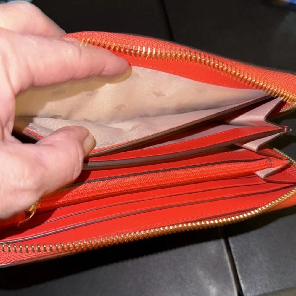 Kate Spade, $220 Rtl, Geranium Frannie Lg Zip Around Wallet, NWT, Gorgeous Color - Picture 10 of 13